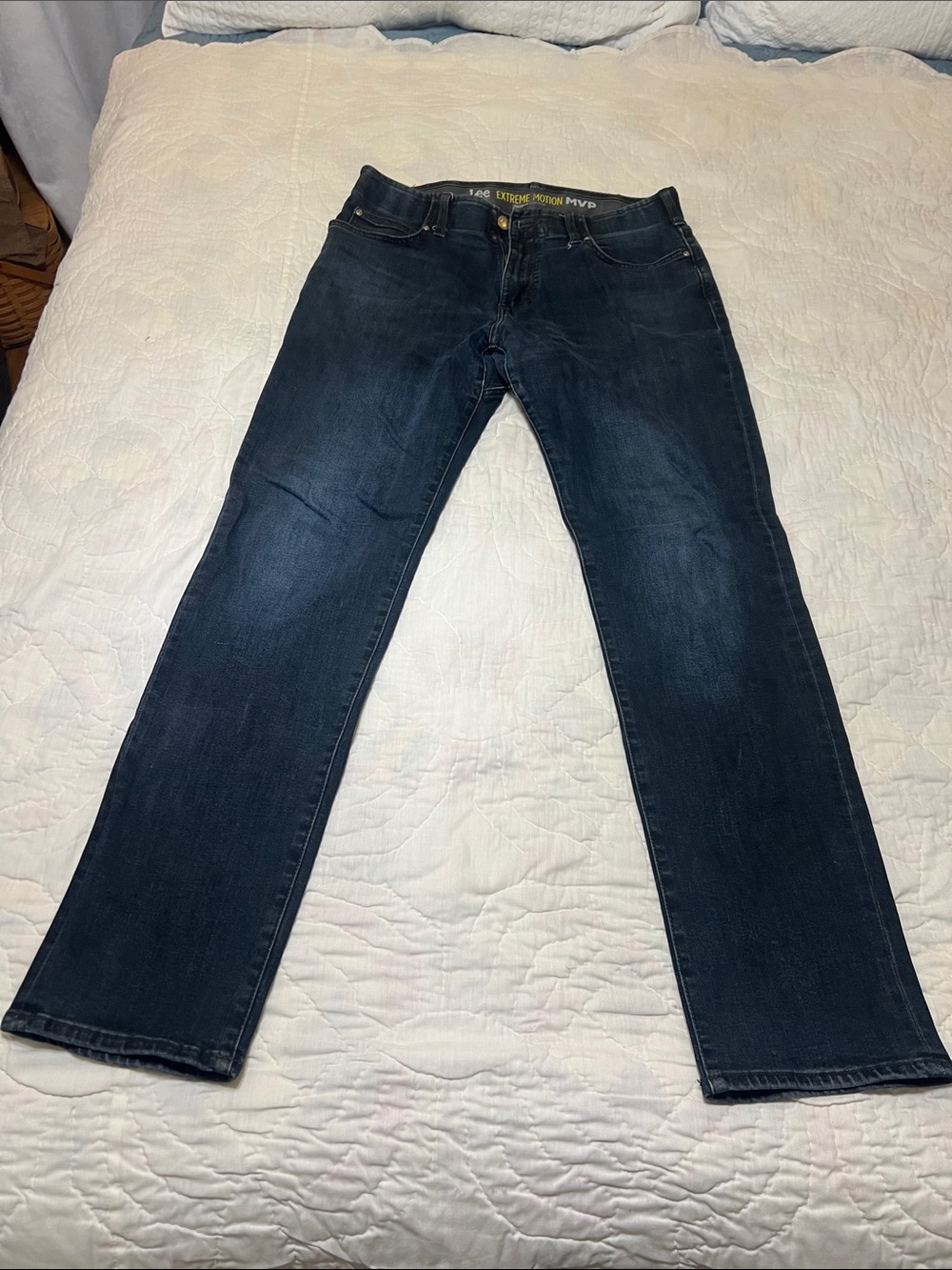 Lee Men's Dark Blue Straight Tapered Leg Jeans